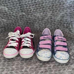 TWO pair of Skechers Twinkle Toes Tennis Shoes